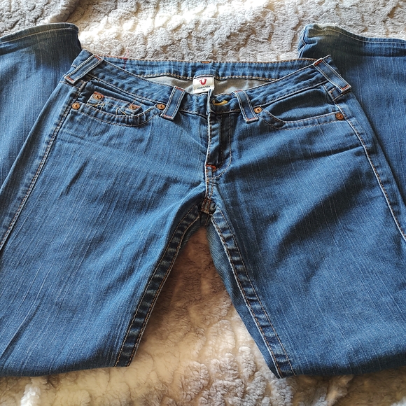 True Religion Women's Straight Leg Blue Jeans - Picture 1 of 6